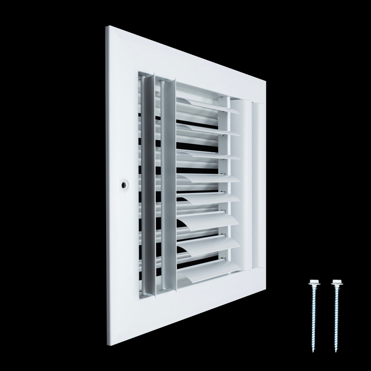 8"x8" 3-Way White Aluminum Adjustable Curved Blade Supply Register, Air Vent Cover with Damper for Sidewall Or Ceiling