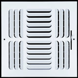 10"x10" 3-Way White Steel Fixed Curved Blade Air Supply Diffuser, Directional Register Vent Cover for Sidewall Or Ceiling