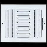 10"x8" 3-Way White Steel Fixed Curved Blade Air Supply Diffuser, Directional Register Vent Cover for Sidewall Or Ceiling