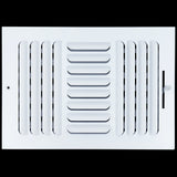 12"x8" 3-Way White Steel Fixed Curved Blade Air Supply Diffuser, Directional Register Vent Cover for Sidewall Or Ceiling