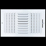 14"x8" 3-Way White Steel Fixed Curved Blade Air Supply Diffuser, Directional Register Vent Cover for Sidewall Or Ceiling