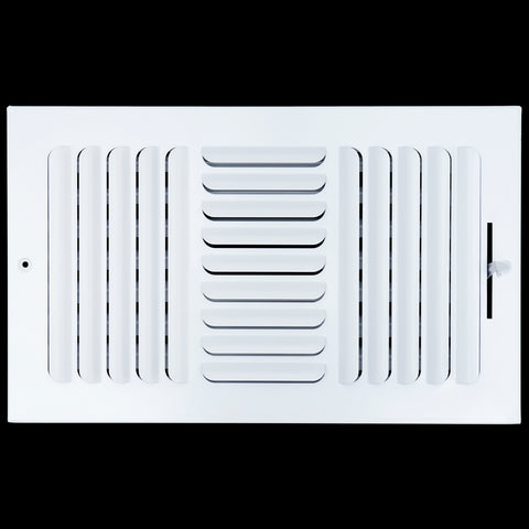 airgrilles 14"w x 8"h 3 way fixed curved blade air supply diffuser  -  register vent cover grill for sidewall and ceiling  -  white  -  outer dimensions: 15.75"w x 9.75"h hnd-cb-wh-3way-14x8  - 1