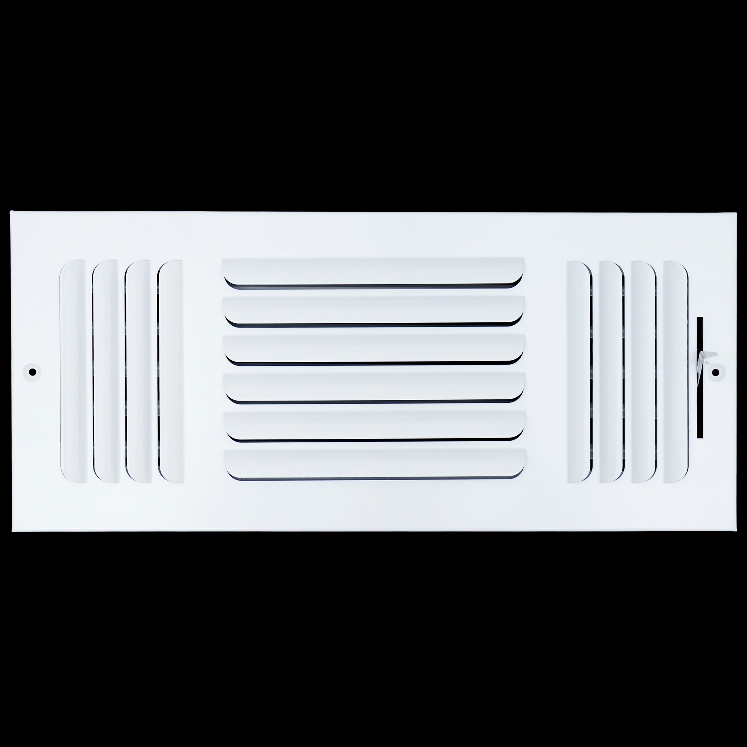 airgrilles 16"w x 6"h 3 way fixed curved blade air supply diffuser   register vent cover grill for sidewall and ceiling   white   outer dimensions: 17.75"w x 7.75"h hnd-cb-wh-3way-16x6  - 1