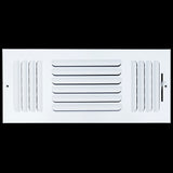 16"x6" 3-Way White Steel Fixed Curved Blade Air Supply Diffuser, Directional Register Vent Cover for Sidewall Or Ceiling