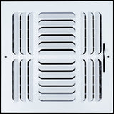 10"x10" 4-Way White Steel Fixed Curved Blade Air Supply Diffuser, Directional Register Vent Cover for Sidewall Or Ceiling